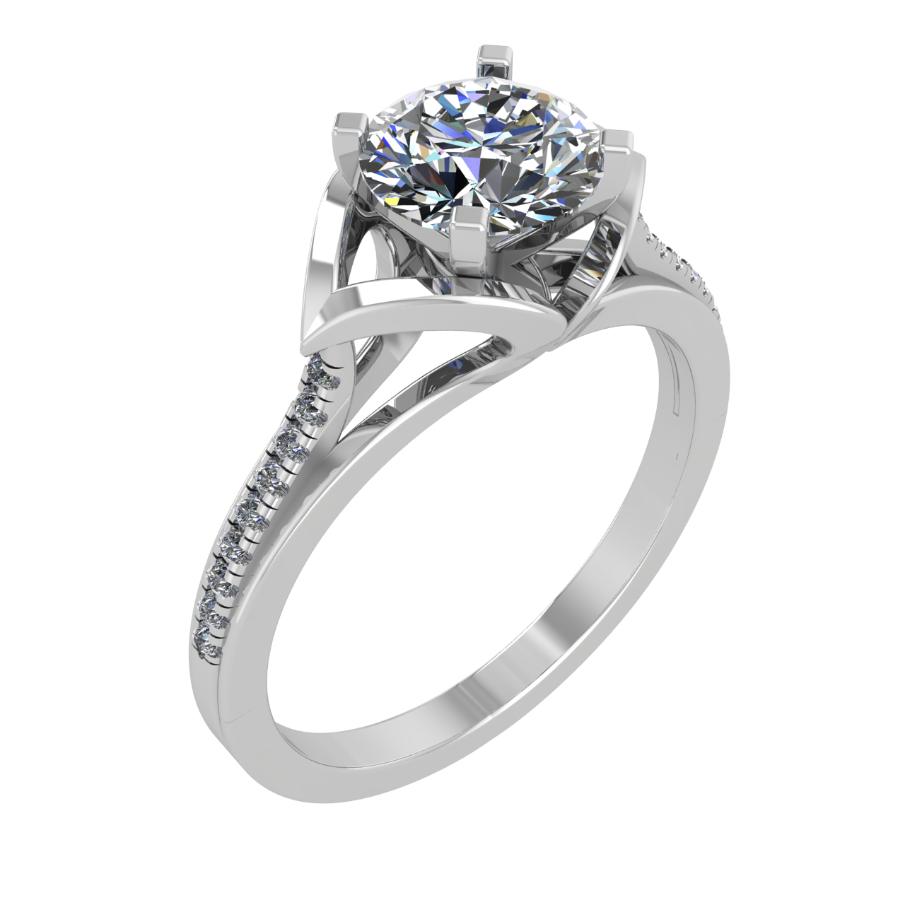 ACCENTED CATHEDRAL  6.50mm x 6.50mm PRINCESS ENGAGEMENT RING